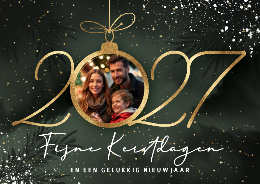 Kerstkaart 2027 kerstbal met foto - Kerstkaarten Kerstkaarten - Kerstkaart 2027 kerstbal met foto