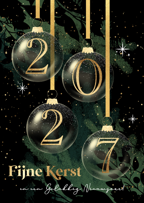 Kerstkaart 2027 kerstballen kerst takken - Kerstkaarten Kerstkaarten - Kerstkaart 2027 kerstballen kerst takken