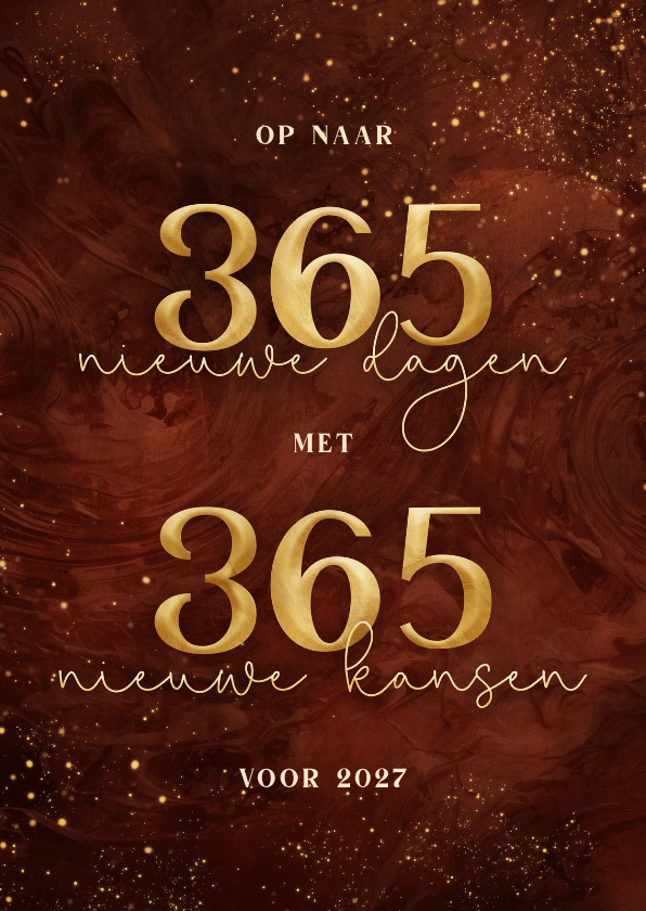 Kerstkaart 365 nieuwe kansen rood waterverf stijlvol - Kerstkaarten Kerstkaarten - Kerstkaart 365 nieuwe kansen rood waterverf stijlvol