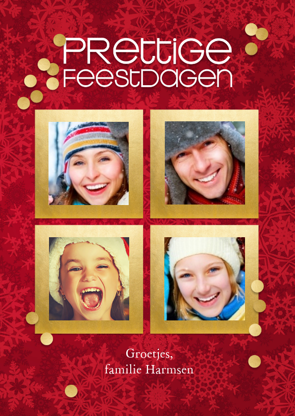 Kerstkaart 4 goudkleurige lijstjes - Kerstkaarten Kerstkaarten - Kerstkaart 4 goudkleurige lijstjes