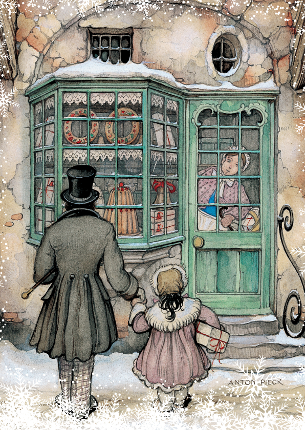 Kerstkaart - Anton Pieck illustratie voor de bakkerij - Kerstkaarten Kerstkaarten - Kerstkaart - Anton Pieck illustratie voor de bakkerij
