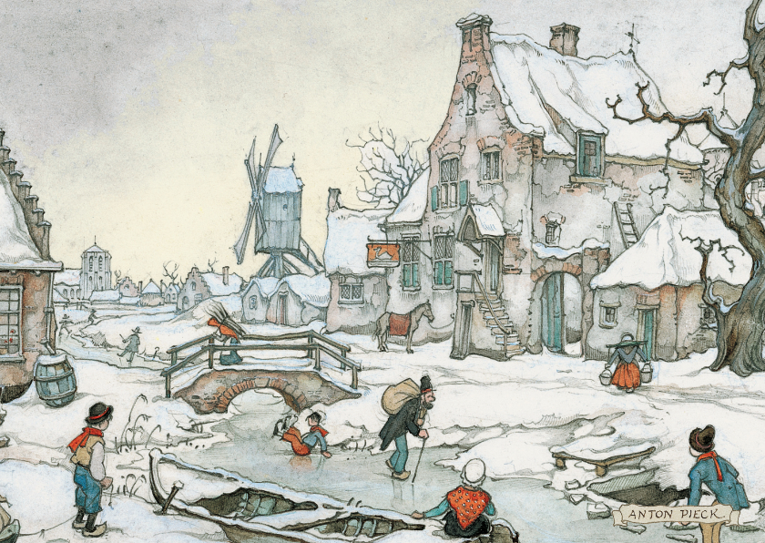 Kerstkaarten - Kerstkaart - Anton Pieck winterlandschap