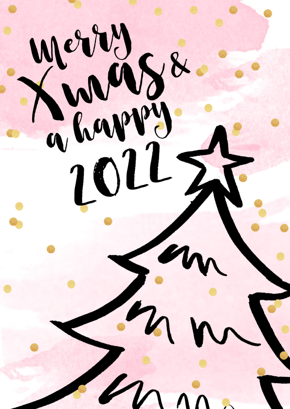 Kerstkaart aquarel confetti kerstboom - Kerstkaarten Kerstkaarten - Kerstkaart aquarel confetti kerstboom