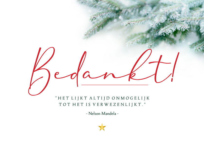 Kerstkaart 'Bedankt' dennentakjes en quotes - Kerstkaarten Kerstkaarten - Kerstkaart 'Bedankt' dennentakjes en quotes