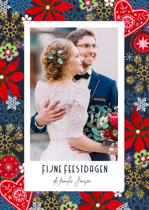 Kerstkaart Bloemen & Sneeuw - Kerstkaarten Kerstkaarten - Kerstkaart Bloemen & Sneeuw