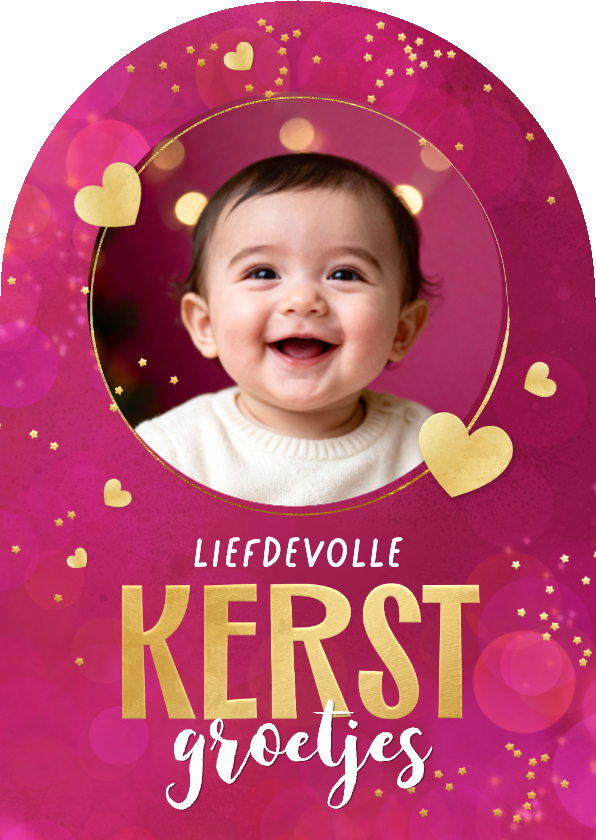 Kerstkaarten - Kerstkaart boogvorm sprankelend liefdevolle kerst foto