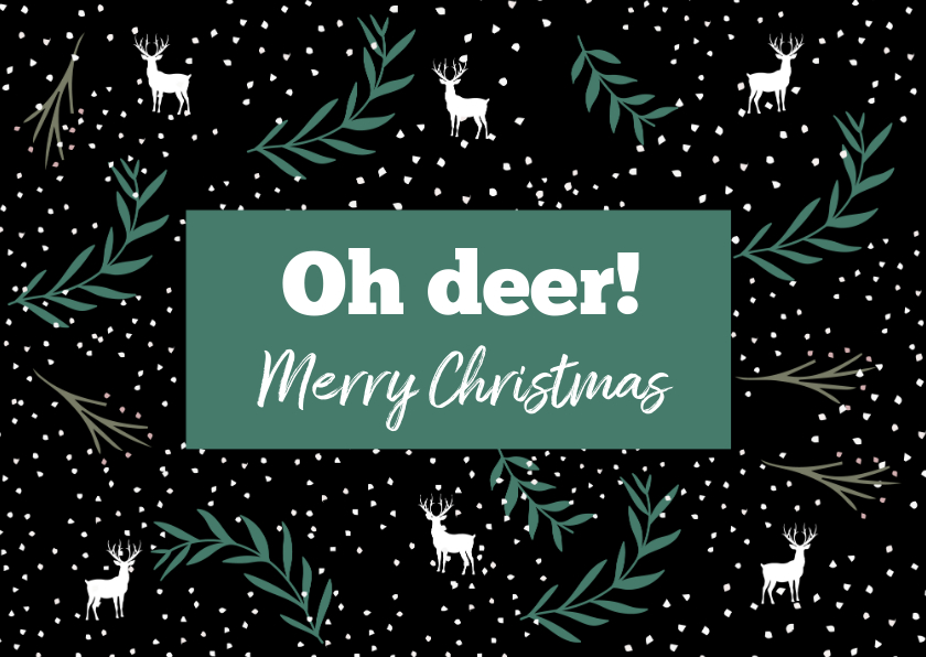 Kerstkaart botanisch met eland - Kerstkaarten Kerstkaarten - Kerstkaart botanisch met eland