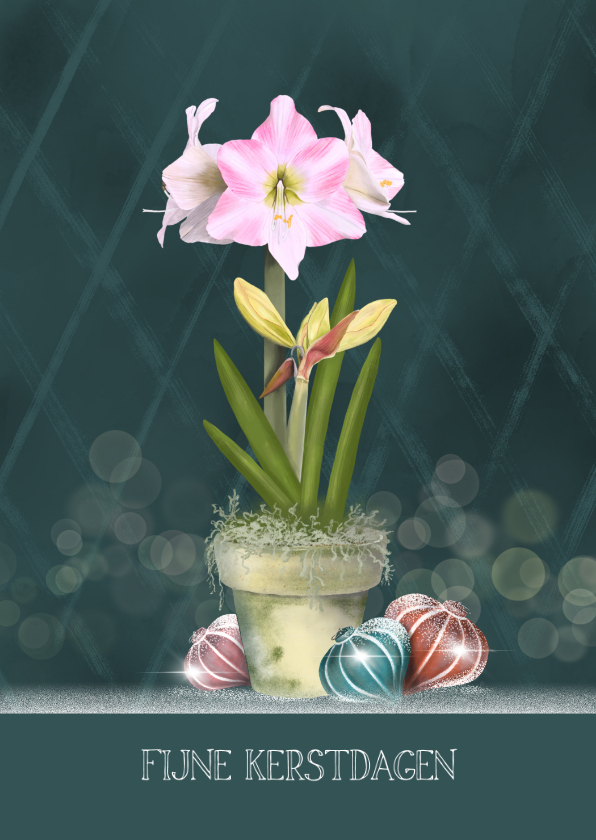 Kerstkaart botanisch met kerstballen - Kerstkaarten Kerstkaarten - Kerstkaart botanisch met kerstballen