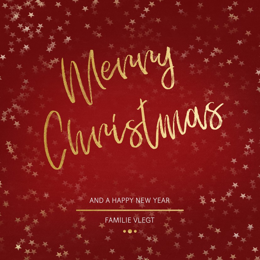 Kerstkaart Christmas rood en goud - Kerstkaarten Kerstkaarten - Kerstkaart Christmas rood en goud