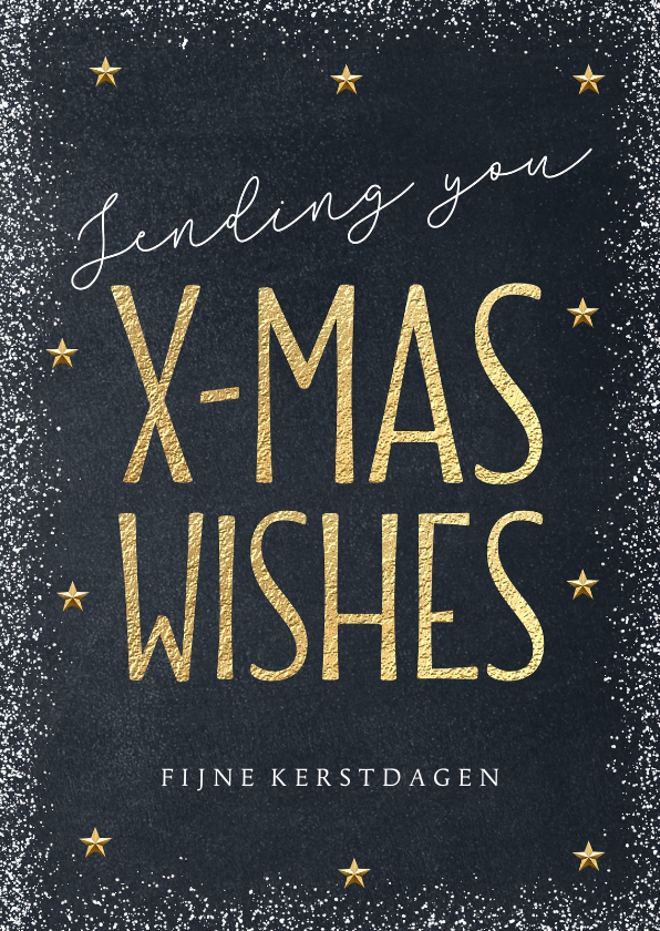 Kerstkaart Christmas Wishes goud krijtbord - Kerstkaarten Kerstkaarten - Kerstkaart Christmas Wishes goud krijtbord