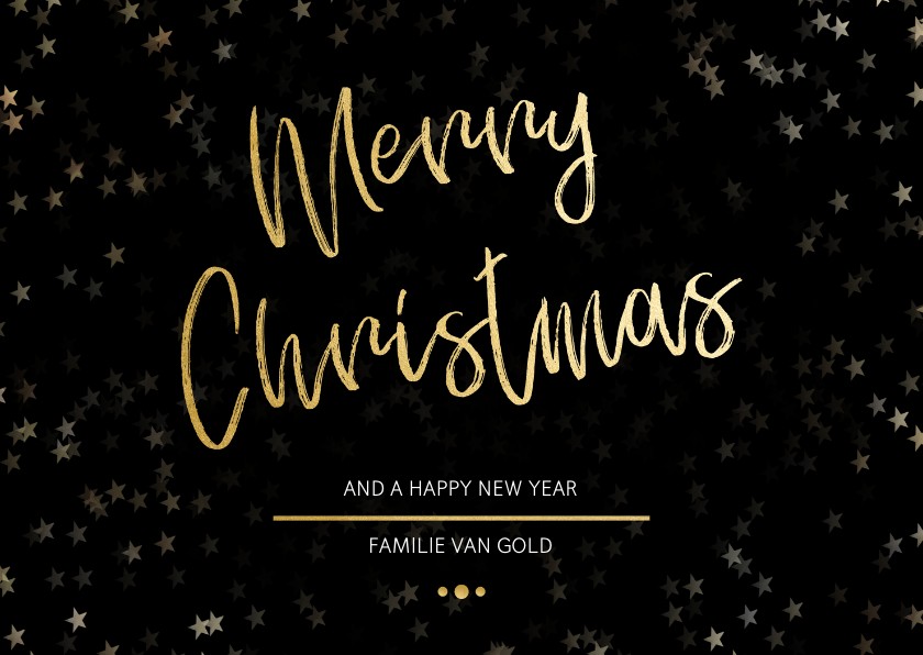 Kerstkaart Christmas zwart met goud - Een gouden kerst - Kerstkaarten Kerstkaarten - Kerstkaart Christmas zwart met goud - Een gouden kerst