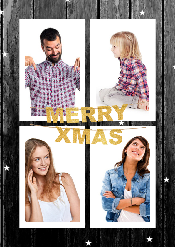 Kerstkaart collage hout - Kerstkaarten Kerstkaarten - Kerstkaart collage hout