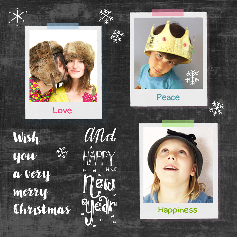 Kerstkaart collage polaroids - Kerstkaarten Kerstkaarten - Kerstkaart collage polaroids