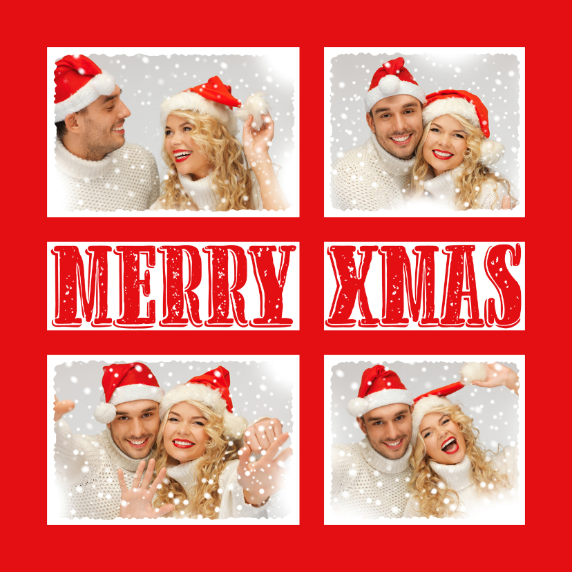 Kerstkaart collage rood frame 2020 - Kerstkaarten Kerstkaarten - Kerstkaart collage rood frame 2020