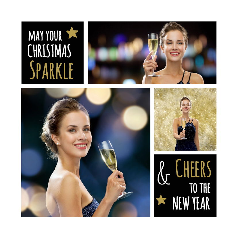 Kerstkaart foto collage sparkle - Kerstkaarten Kerstkaarten - Kerstkaart foto collage sparkle
