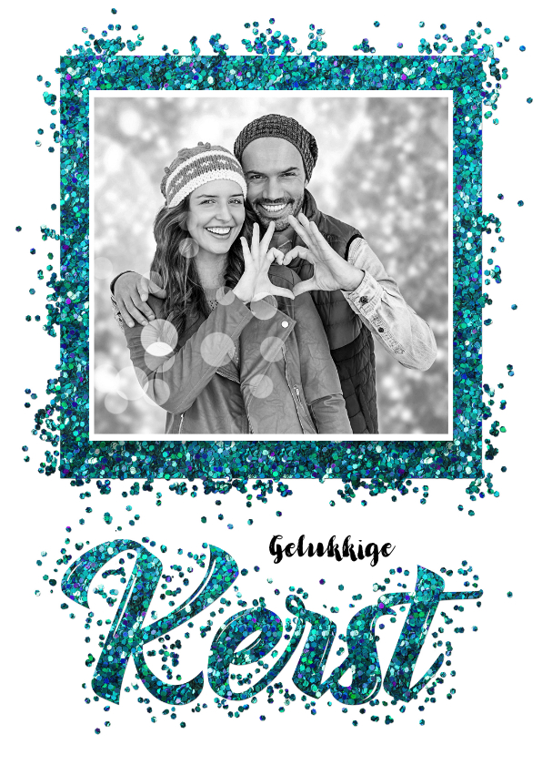Kerstkaart confetti blauw kerst - Kerstkaarten Kerstkaarten - Kerstkaart confetti blauw kerst