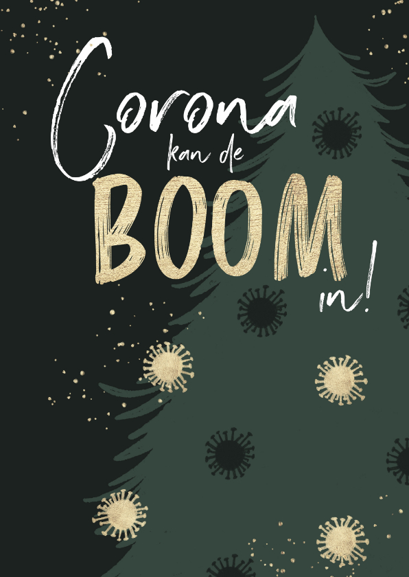 Kerstkaart coronaboom covid kerstboom goud - Kerstkaarten Kerstkaarten - Kerstkaart coronaboom covid kerstboom goud
