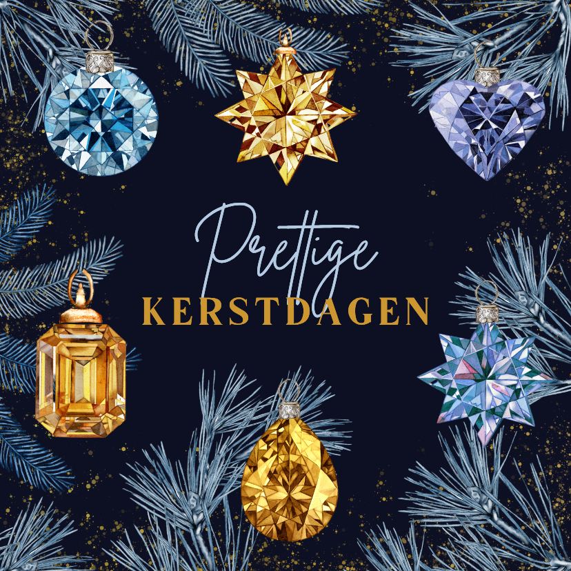Kerstkaart edelstenen als kerstbal - Kerstkaarten Kerstkaarten - Kerstkaart edelstenen als kerstbal