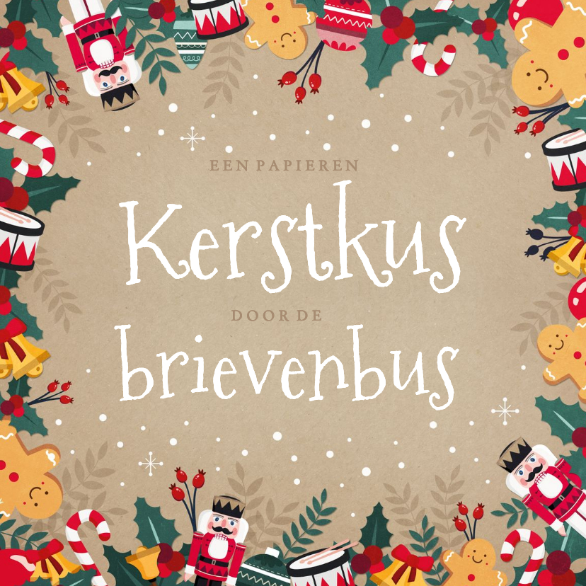 Kerstkaart een papieren kerstkus door de brievenbus - Kerstkaarten Kerstkaarten - Kerstkaart een papieren kerstkus door de brievenbus