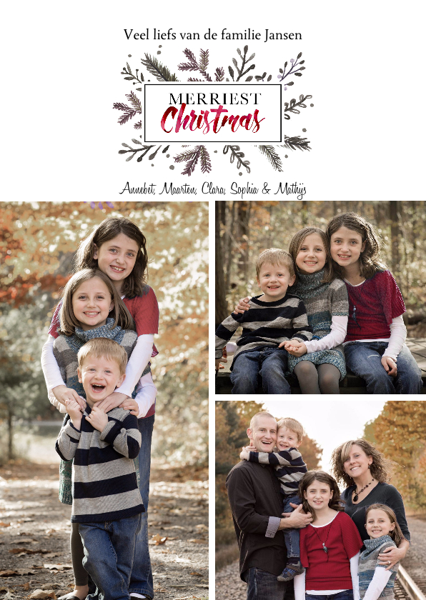 Kerstkaart Elegant Collage Kerst Takjes - Kerstkaarten Kerstkaarten - Kerstkaart Elegant Collage Kerst Takjes