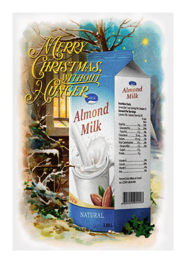 Kerstkaart én amandelmelk voor mensen in armoede - Kerstkaarten Kerstkaarten - Kerstkaart én amandelmelk voor mensen in armoede
