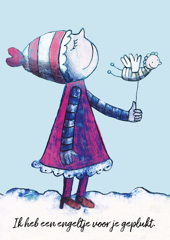 Kerstkaart engeltje winter - Kerstkaarten Kerstkaarten - Kerstkaart engeltje winter