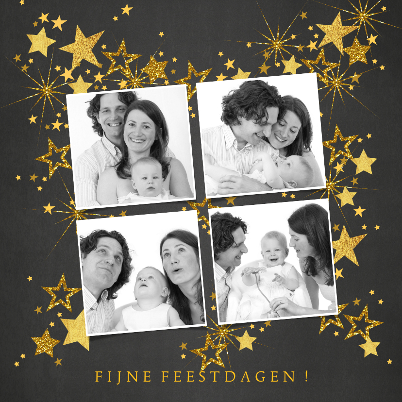 Kerstkaart feestelijke fotokaart gouden sterren - Kerstkaarten Kerstkaarten - Kerstkaart feestelijke fotokaart gouden sterren