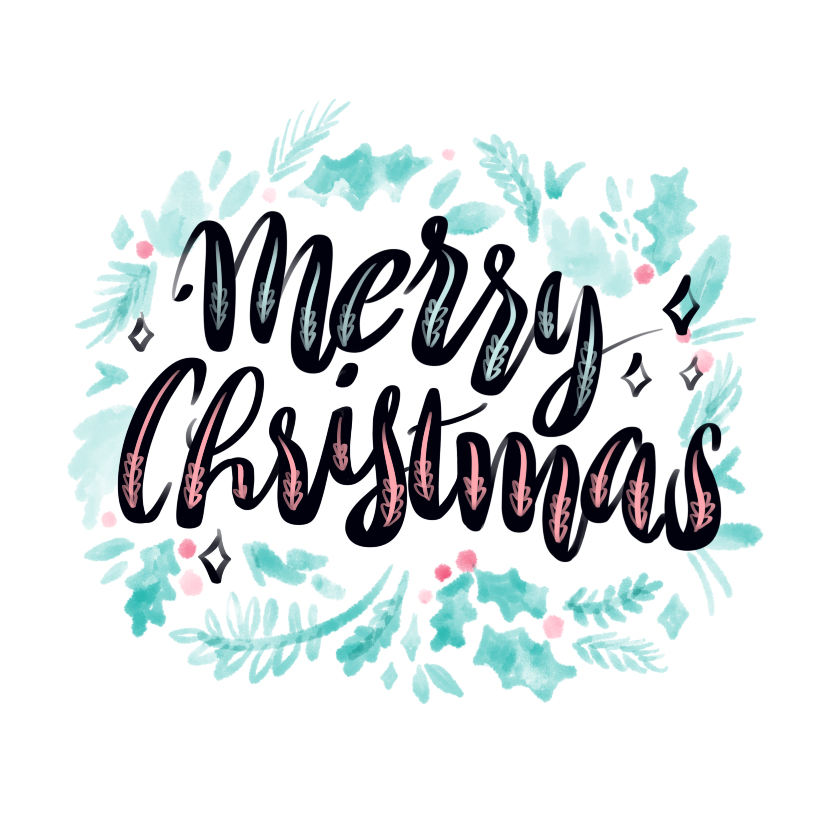 Kerstkaart feestelijke handlettering - Kerstkaarten Kerstkaarten - Kerstkaart feestelijke handlettering