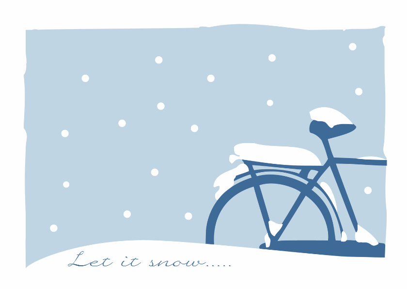 Kerstkaart fiets in de sneeuw - Kerstkaarten Kerstkaarten - Kerstkaart fiets in de sneeuw