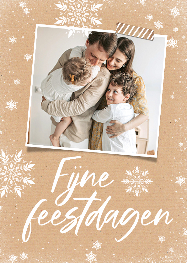 Kerstkaart fijne feestdagen foto sneeuw kraftpapier - Kerstkaarten Kerstkaarten - Kerstkaart fijne feestdagen foto sneeuw kraftpapier