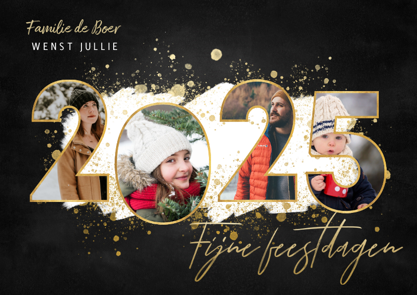 Kerstkaart fijne feestdagen fotocollage 2025 Kaartje2go