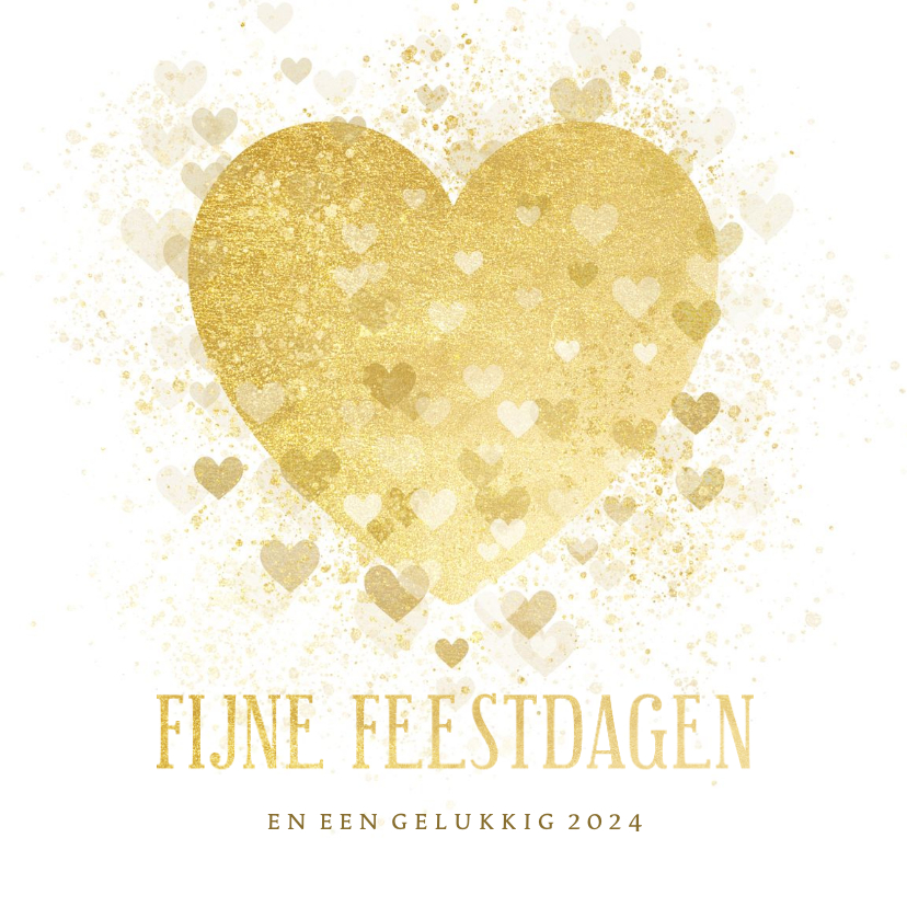 Kerstkaarten - Kerstkaart Fijne Feestdagen gouden hart liefdevol