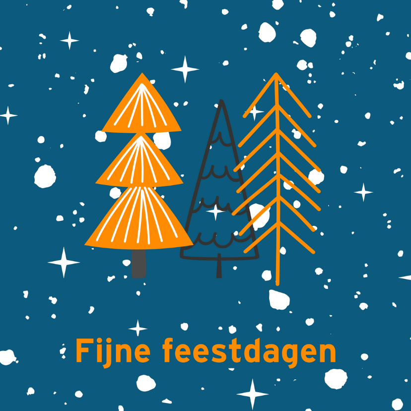 Kerstkaarten - Kerstkaart fijne feestdagen kaart met kerstbomen