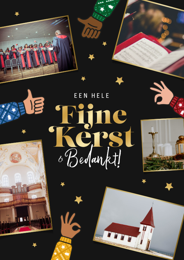 Kerstkaart fijne kerst bedankt duimpjes sterren - Kerstkaarten Kerstkaarten - Kerstkaart fijne kerst bedankt duimpjes sterren