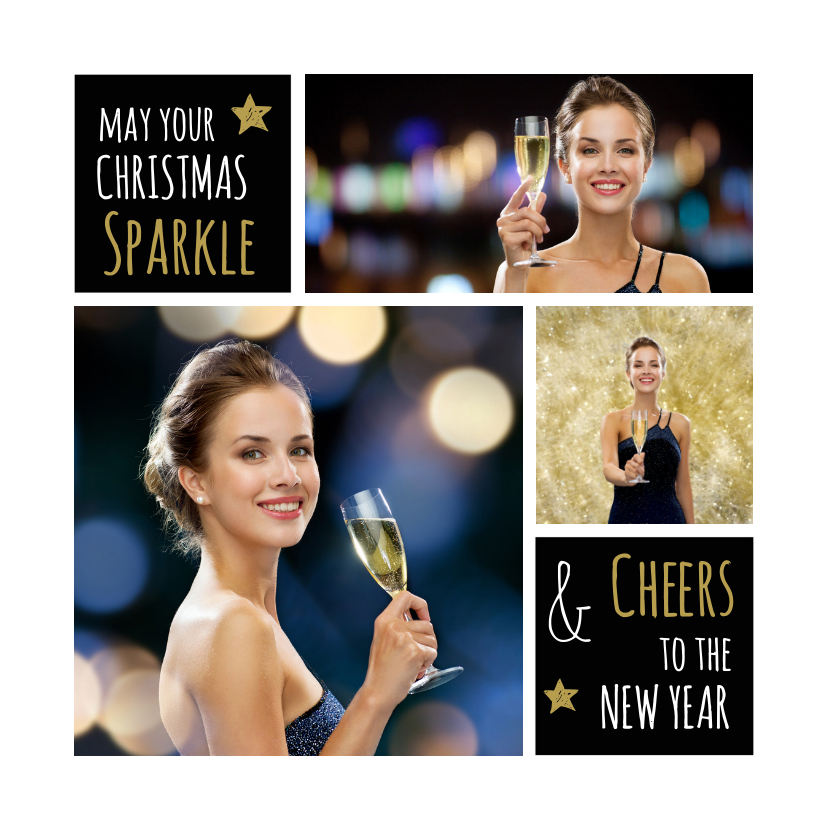 Kerstkaart foto collage sparkle - Kerstkaarten Kerstkaarten - Kerstkaart foto collage sparkle