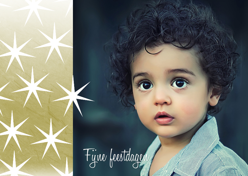Kerstkaart foto en goud met sterren - Kerstkaarten Kerstkaarten - Kerstkaart foto en goud met sterren
