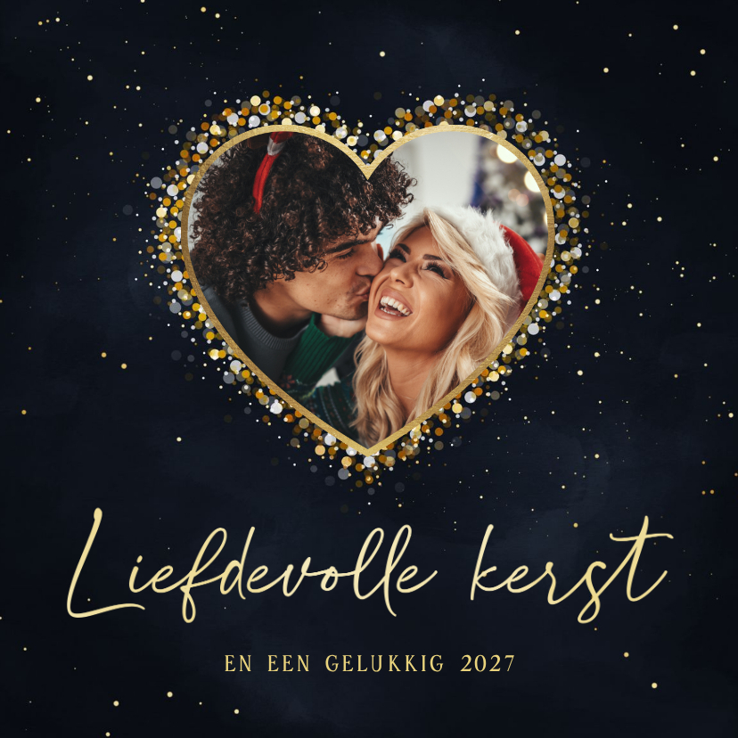 Kerstkaart foto in hart van sparkles liefdevolle kerst - Kerstkaarten Kerstkaarten - Kerstkaart foto in hart van sparkles liefdevolle kerst