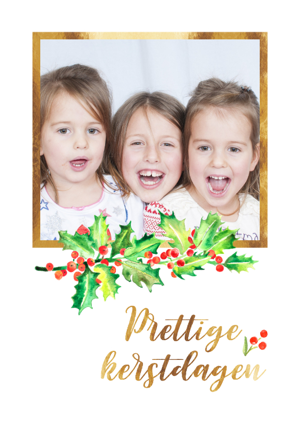 Kerstkaart foto met goudkader - Kerstkaarten Kerstkaarten - Kerstkaart foto met goudkader