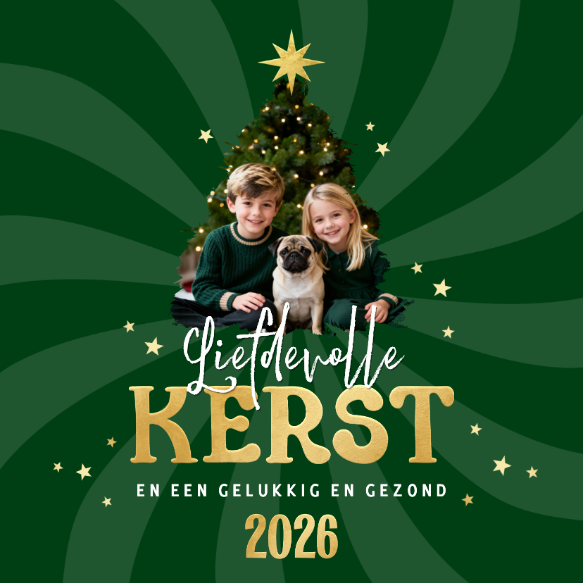 Kerstkaarten - Kerstkaart foto sterren liefdevolle kerst 2026
