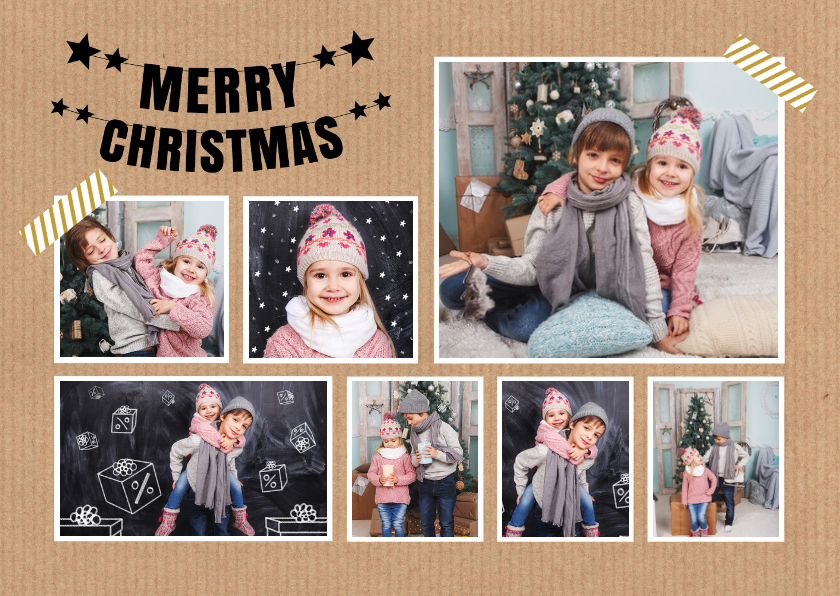 Kerstkaart fotocollage kraft slinger - Kerstkaarten Kerstkaarten - Kerstkaart fotocollage kraft slinger