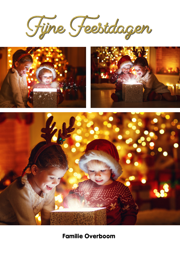 Kerstkaart fotocollage staand wit - Kerstkaarten Kerstkaarten - Kerstkaart fotocollage staand wit