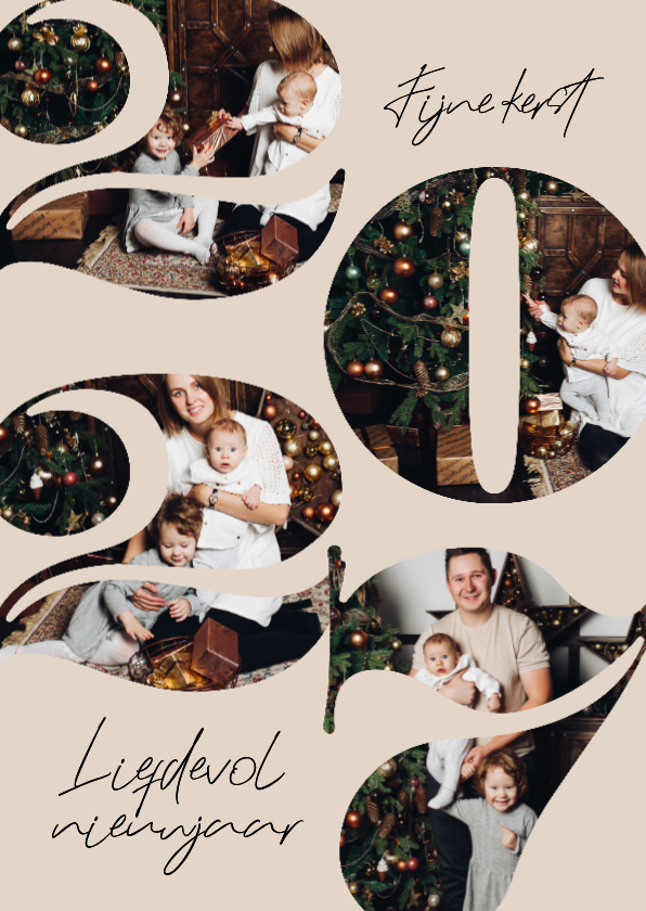 Kerstkaart fotokaart 2027 jaartal fotocollage stijlvol - Kerstkaarten Kerstkaarten - Kerstkaart fotokaart 2027 jaartal fotocollage stijlvol