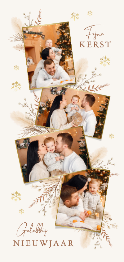 Kerstkaarten - Kerstkaart fotokaart fotocollage stijlvol sneeuwvlokken