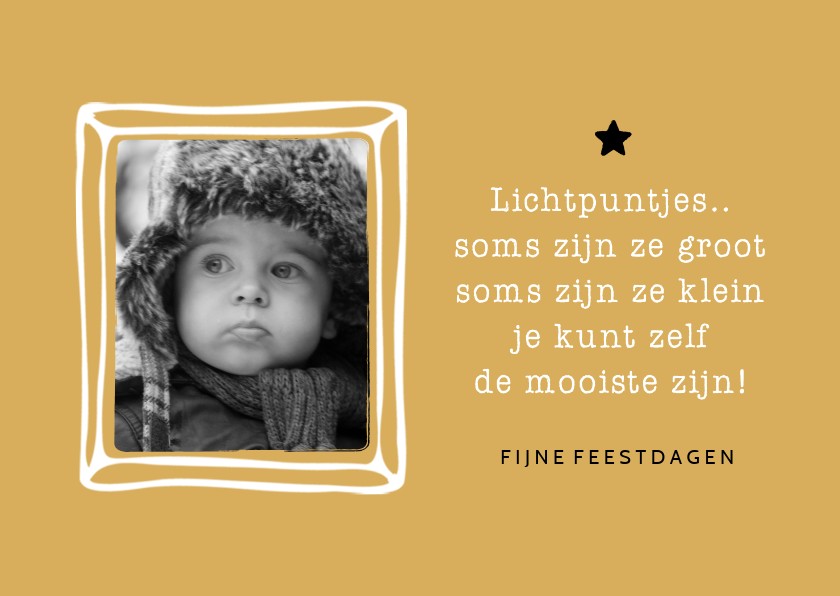 Kerstkaart fotolijstje quote lichtpuntjes - Kerstkaarten Kerstkaarten - Kerstkaart fotolijstje quote lichtpuntjes