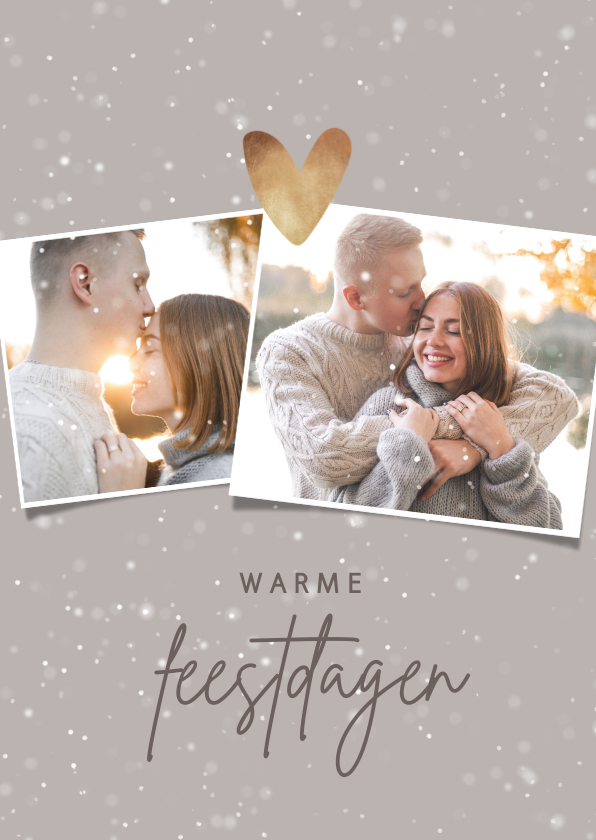 Kerstkaart foto's, sneeuw en hartje van goud - Kerstkaarten Kerstkaarten - Kerstkaart foto's, sneeuw en hartje van goud