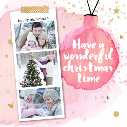 Kerstkaart fotostrip - waterverf - Kerstkaarten Kerstkaarten - Kerstkaart fotostrip - waterverf