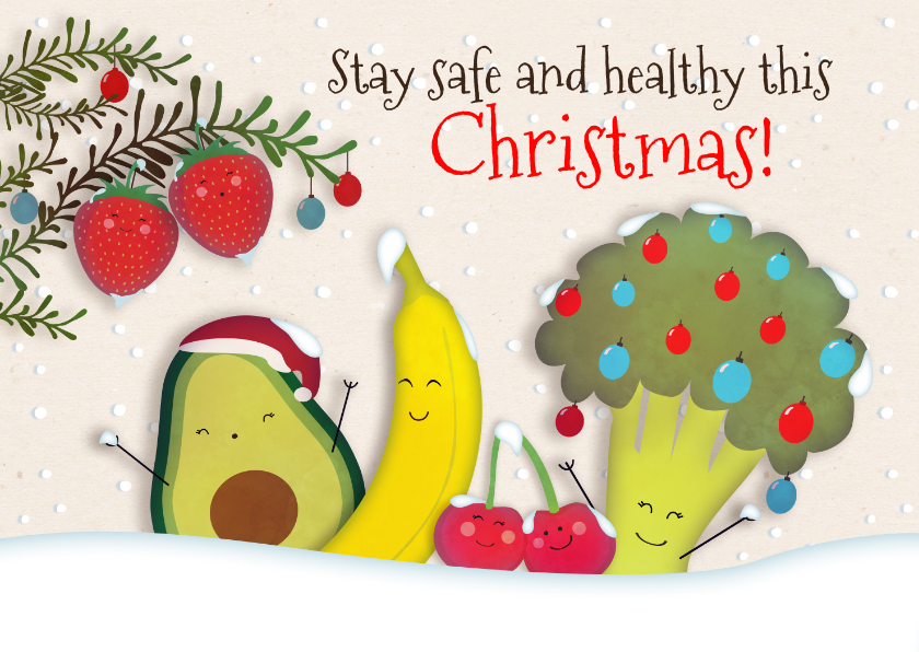 Kerstkaart Fruit & Groente - Stay save, stay healthy - Kerstkaarten Kerstkaarten - Kerstkaart Fruit & Groente - Stay save, stay healthy