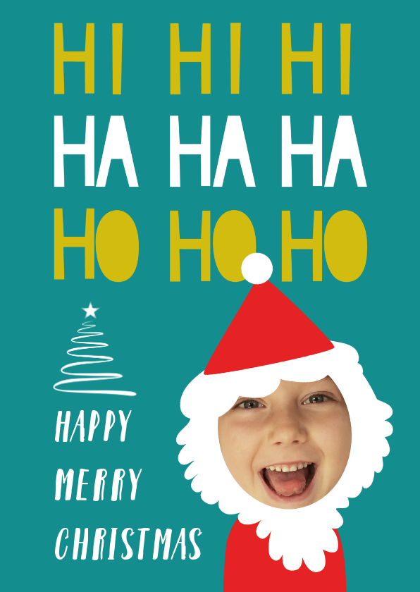 Kerstkaart funny face kerstman hohoho - Kerstkaarten Kerstkaarten - Kerstkaart funny face kerstman hohoho