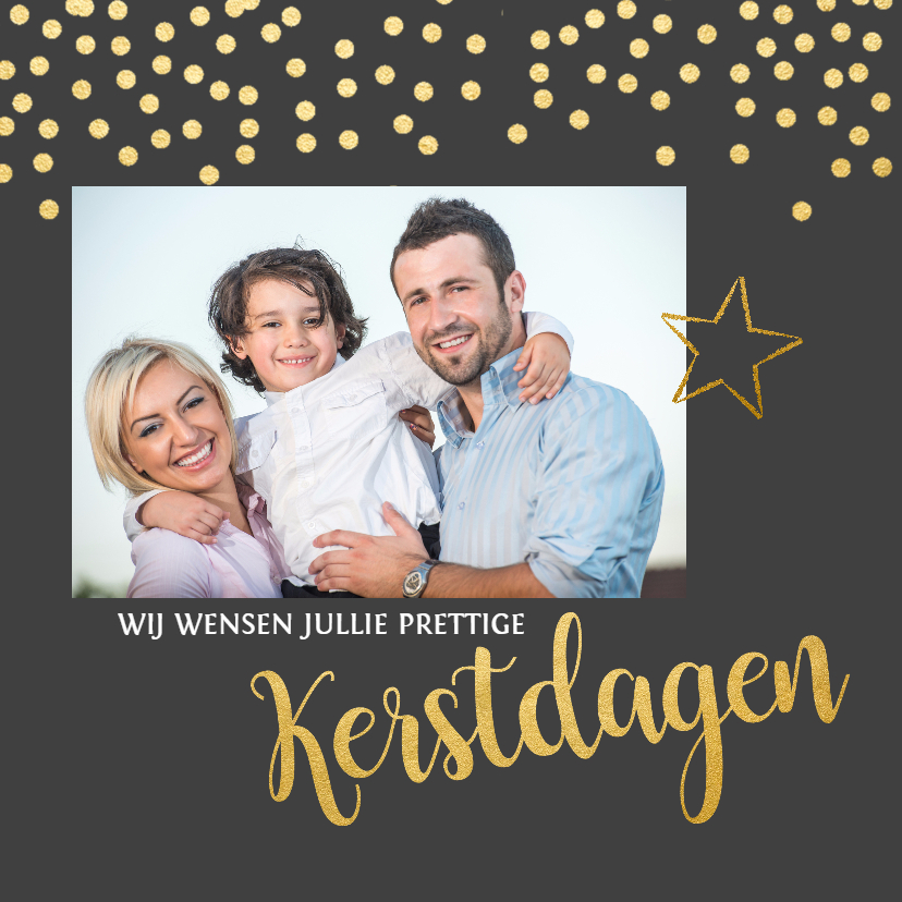 Kerstkaart goud confetti - Kerstkaarten Kerstkaarten - Kerstkaart goud confetti