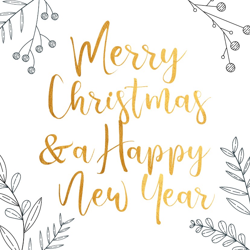 Kerstkaart goud en zwart - Kerstkaarten Kerstkaarten - Kerstkaart goud en zwart